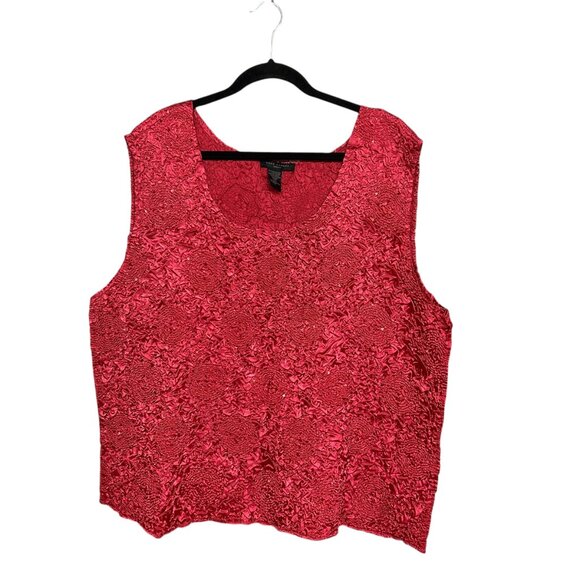 Anne Carson Crinkled Top Red Size 1X - Picture 2 of 4